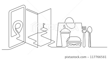 online shopping and food delivery tracking system one line 117766581