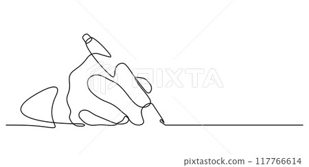 hand writing with pen minimalism one line drawing 117766614