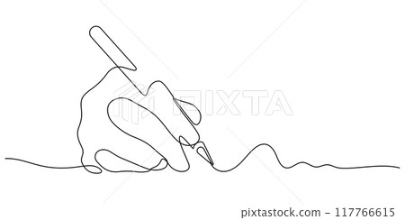 hand writing with digital pen minimalism continuous one line hand writing with digital pen minimalism continuous one line 117766615