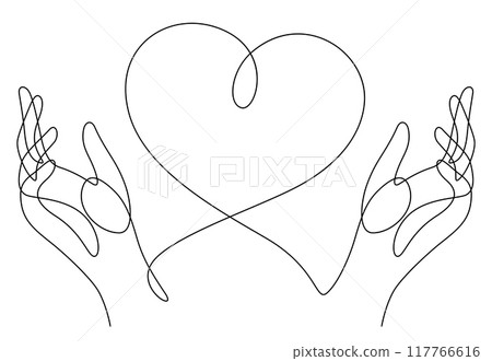 love caring two hands and heart shape one line 117766616