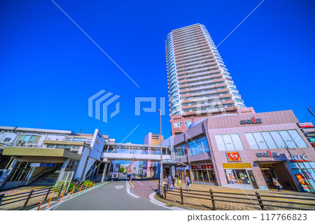 Yokohama cityscape in Japan in August. SOTETSU overlooking Tsurugamine Station and other areas = August 25, 2024 117766823