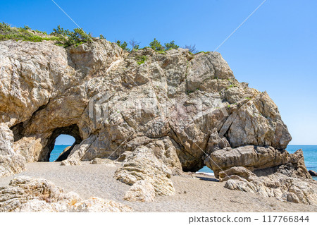 Hinode Stone Gate, Kishi Stone Gate The ocean floor moved 200 million years ago due to the Pacific Plate. The undulating folds and faults are a record of past movements. 117766844