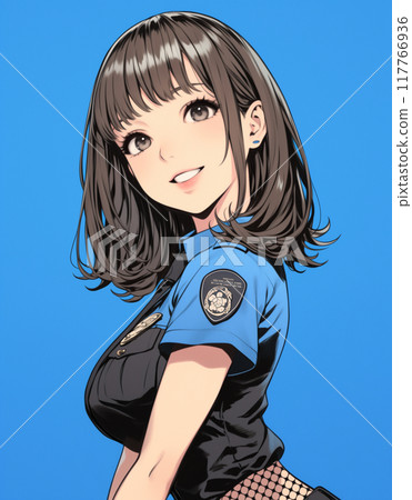 Halloween cosplay miniskirt police girl manga style illustration Halloween cosplay miniskirt police girl manga style illustration 117766936