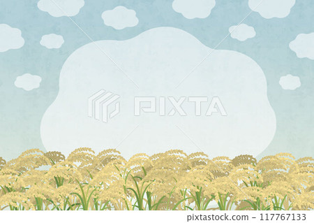 稻田景觀 稻田水彩圖解 水稻背景 117767133