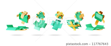 3D open gift box set isolated 117767643