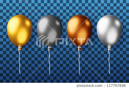 3D set of metallic balloon isolated 3D set of metallic balloon isolated 117767696