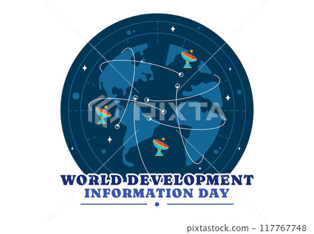 World Development Information Day Vector Illustration on October 24th with Telecommunication And Society to Mobilize Public Opinion in a Background 117767748