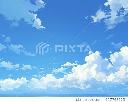 Blue sky and white clouds AI image 117768225