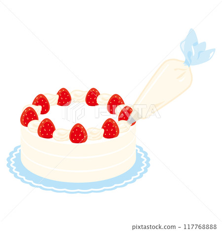 Strawberry cake decorated with cream 117768888