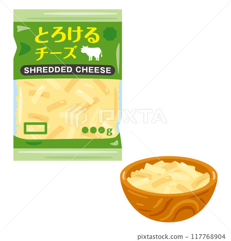 Shredded cheese in a bag 117768904