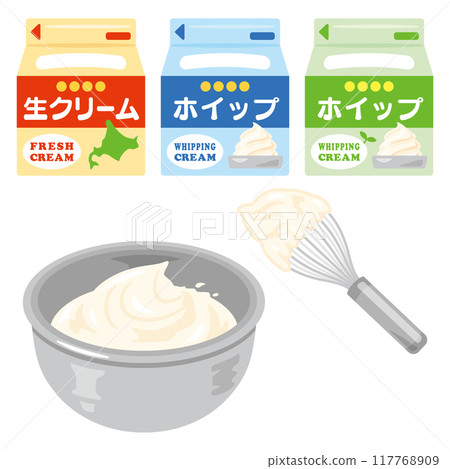 鮮奶油裝入紙袋中,鮮奶油裝入碗中 鮮奶油裝入紙袋中,鮮奶油裝入碗中 117768909