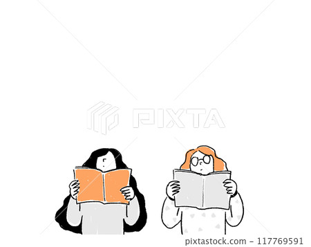 兩個女人讀一本書 117769591