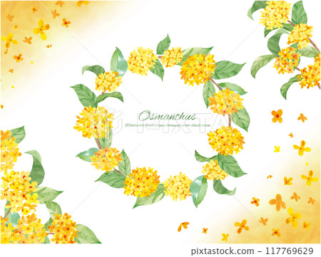 水彩畫桂花向量插畫裝飾材料 117769629