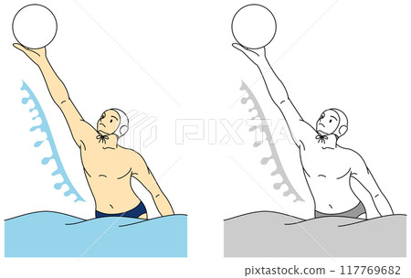 男運動員打水球的插圖集 男運動員打水球的插圖集 117769682