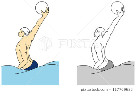 Illustration set of male players playing water polo 117769683