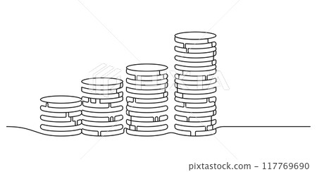 coins stack wealth savings and investment continuous one line drawing coins stack wealth savings and investment continuous one line drawing 117769690
