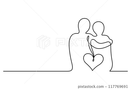 couple romance lean together love romance concept one line drawing 117769691
