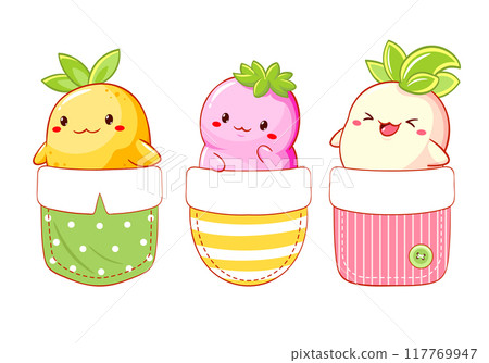Set of kawaii characters in pocket. Baby collection of little monsters in pockets. Kit of childish print with of cute baby monster. Can be used for t-shirt, sticker, greeting card design. Vector EPS8 Set of kawaii characters in pocket. Baby collection of little monsters in pockets. Kit of childish print with of cute baby monster. Can be used for t-shirt, sticker, greeting card design. Vector EPS8 117769947
