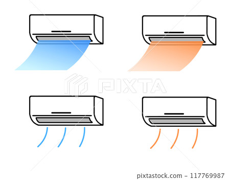 Air conditioner cooling and heating illustration set 117769987