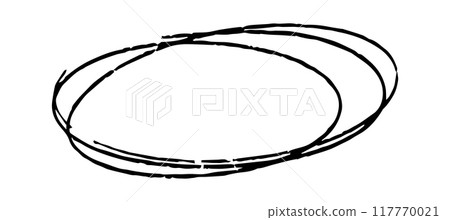 Doodle oval frame. Hand drawn circle pencil sketch. Vector scribble round border 117770021