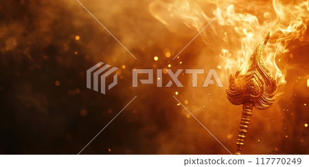 Dussehra festival background with fiery element and copy space for design 117770249