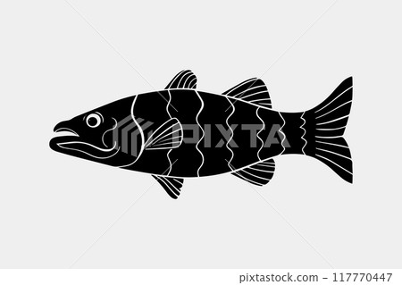 Fish silhouette vector illustration. Fish silhouette, Icon and Sign. 117770447