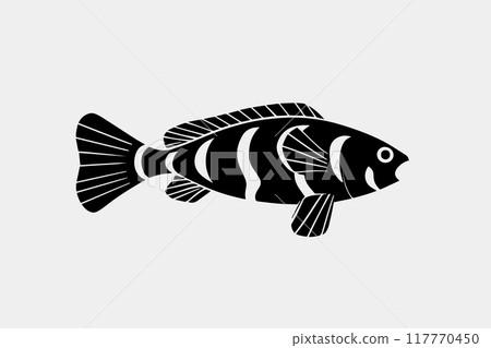 Fish silhouette vector illustration. Fish silhouette, Icon and Sign. 117770450