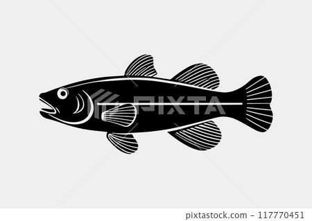 Fish silhouette vector illustration. Fish silhouette, Icon and Sign. Fish silhouette vector illustration. Fish silhouette, Icon and Sign. 117770451