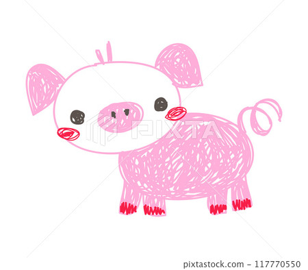 Pig as Kids Doodle Simple Hand Drawn Element Vector Illustration Pig as Kids Doodle Simple Hand Drawn Element Vector Illustration 117770550