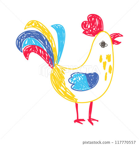Cockerel as Kids Doodle Simple Hand Drawn Element Vector Illustration Cockerel as Kids Doodle Simple Hand Drawn Element Vector Illustration 117770557