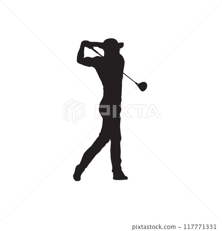 Golf player isolated vector silhouette stock illustration Golf player isolated vector silhouette stock illustration 117771331