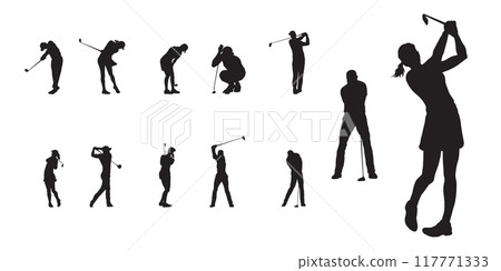 Golf player isolated vector silhouette stock illustration 117771333