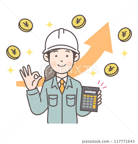 A female construction worker who made a profit from sales A female construction worker who made a profit from sales 117771643