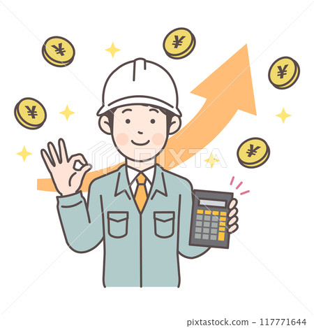 Male construction worker who made a profit from sales Male construction worker who made a profit from sales 117771644