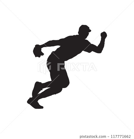 silhouette of baseball player vector black and white background. silhouette of baseball player vector black and white background. 117771662