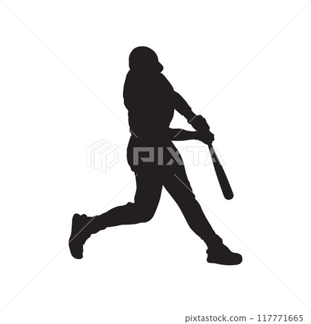 silhouette of baseball player vector black and white background. silhouette of baseball player vector black and white background. 117771665