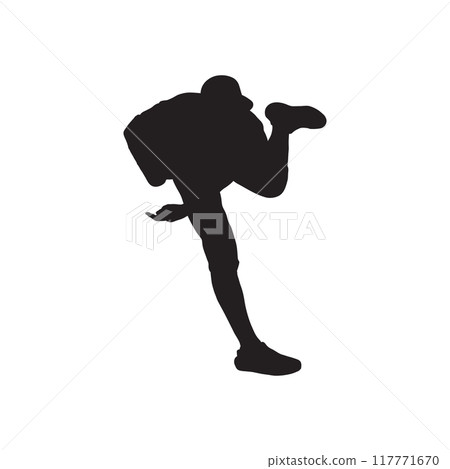 silhouette of baseball player vector black and white background. silhouette of baseball player vector black and white background. 117771670