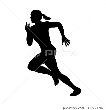 Set of silhouettes of running women. Run, runner, sport. illustration 117771707