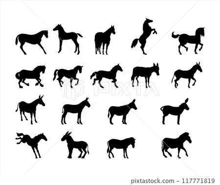 A set of high-quality detailed horse silhouettes A set of high-quality detailed horse silhouettes 117771819