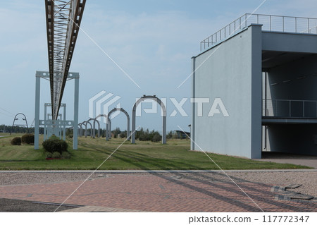 Supports of String-Rail Expressway. Modern technologies, transportation of future. Alternative transportation. Experimental place in Belarus. Supports of String-Rail Expressway. Modern technologies, transportation of future. Alternative transportation. Experimental place in Belarus. 117772347