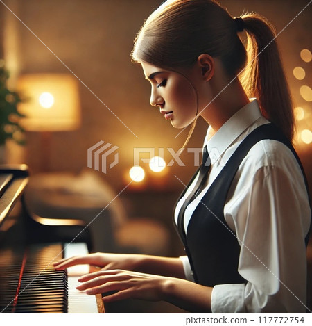 Woman playing piano 117772754