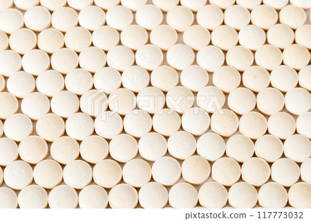 Many colorful pills top viev. Set of many pills on colored background Many colorful pills top viev. Set of many pills on colored background 117773032