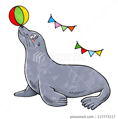 Sea lion playing with ball Sea lion playing with ball 117773217