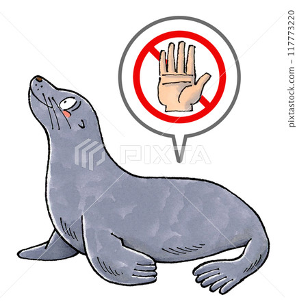 Do not touch sea lions sign 117773220
