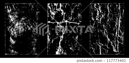 Set of Black and white grunge. Distress overlay texture. Surface dust and rough dirty wall background concept. Distress illustration simply place over object to create grunge effect. Vector EPS10. 117773401
