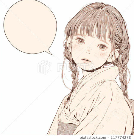 Kimono woman and speech bubble 117774278