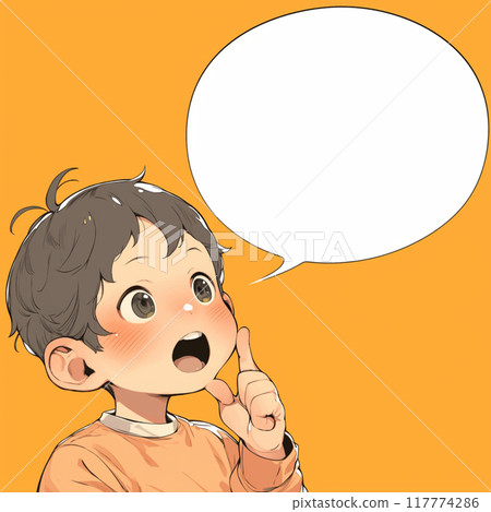 Talking boy and speech bubble 117774286