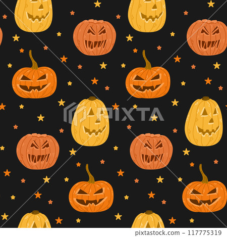 Halloween pattern with cute jack o lantern Halloween pattern with cute jack o lantern 117775319