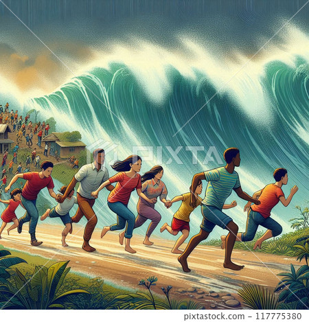 Tsunami evacuation Tsunami evacuation 117775380