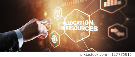 Allocation of resources concept on Virtual 3D Screen. Strategic planning 117775915